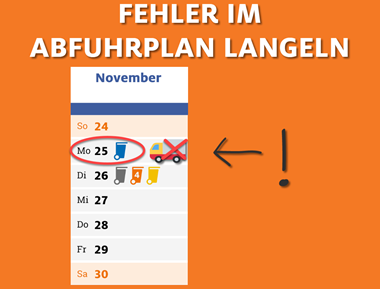 Fehler im Abfuhrplan Langeln 2024: November